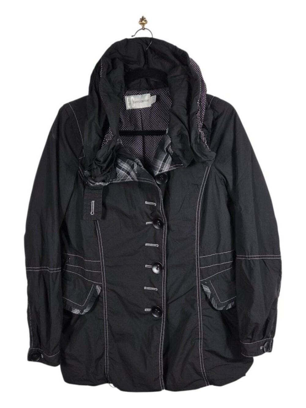 EC Easy Comfort Black Designer Women’s Coat Jacket (Size S / EU 36-38)